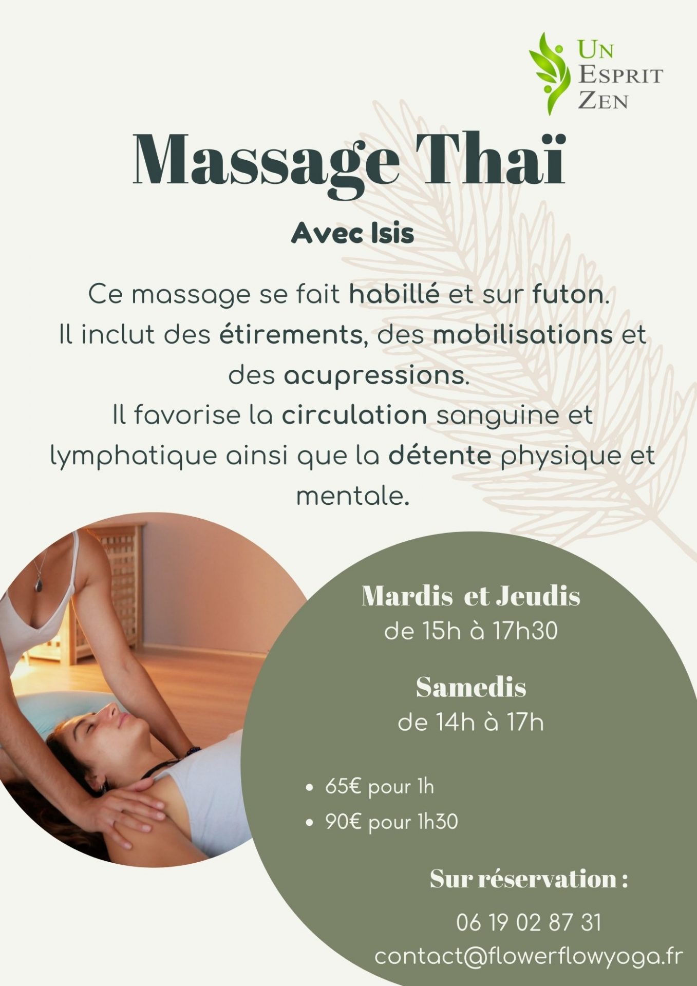 massage thai detente traditionnel futon yoga bien etre therapeutique montpellier le cres